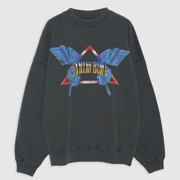 SOLD Anine Bing Harvey Crew Neck Butterfly in Washed Black Grey size M - Picture 15 of 15